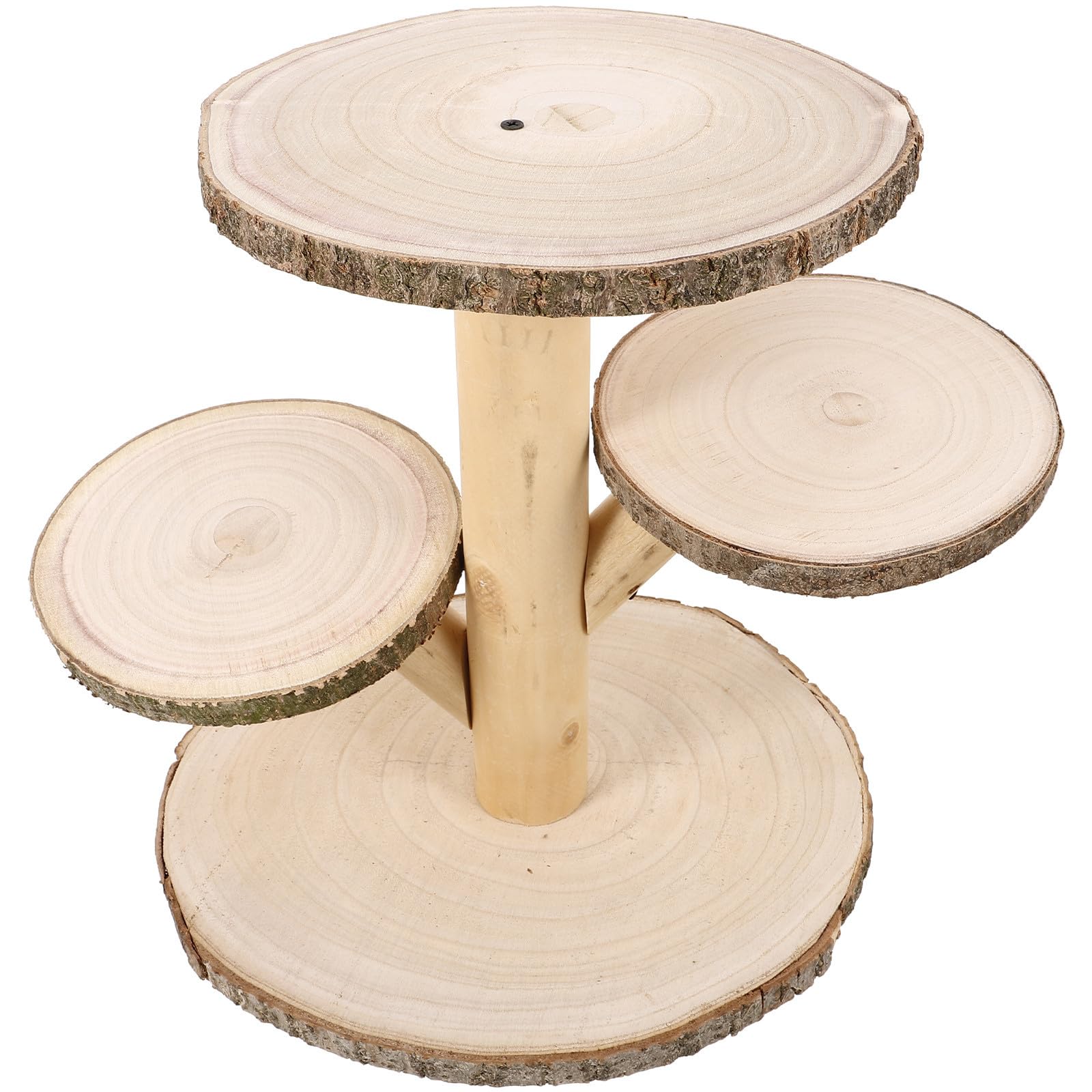 Présentoir à Gâteau Assiette à Dessert en Bois Style Campagne 4 Niveaux Tour Circulaire Robuste pour Mariages et Tables de Desserts