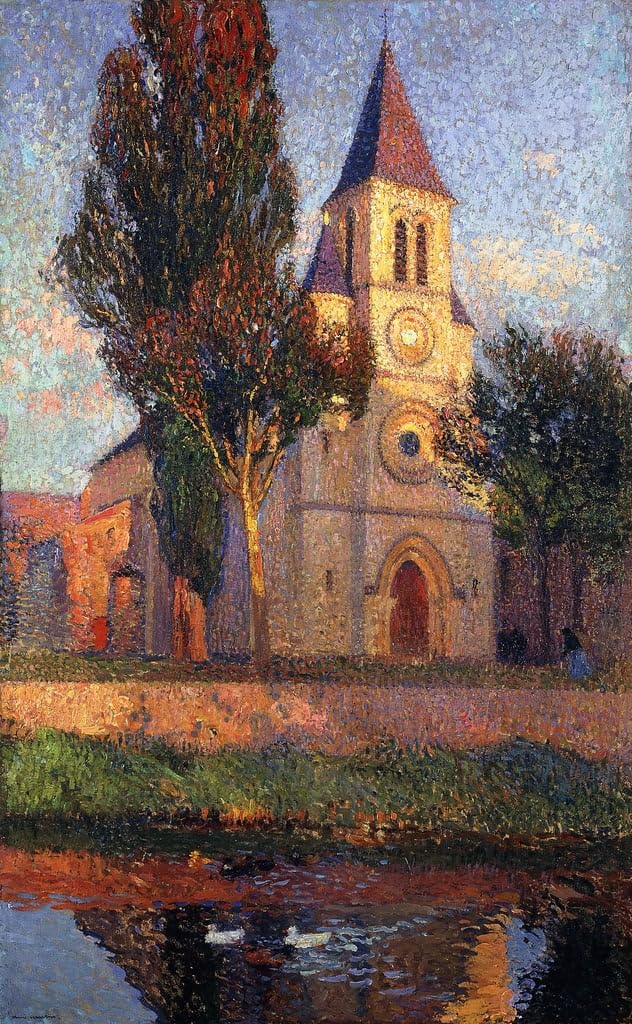 Impression peinture église à Labastide du vert tableau mural chambre