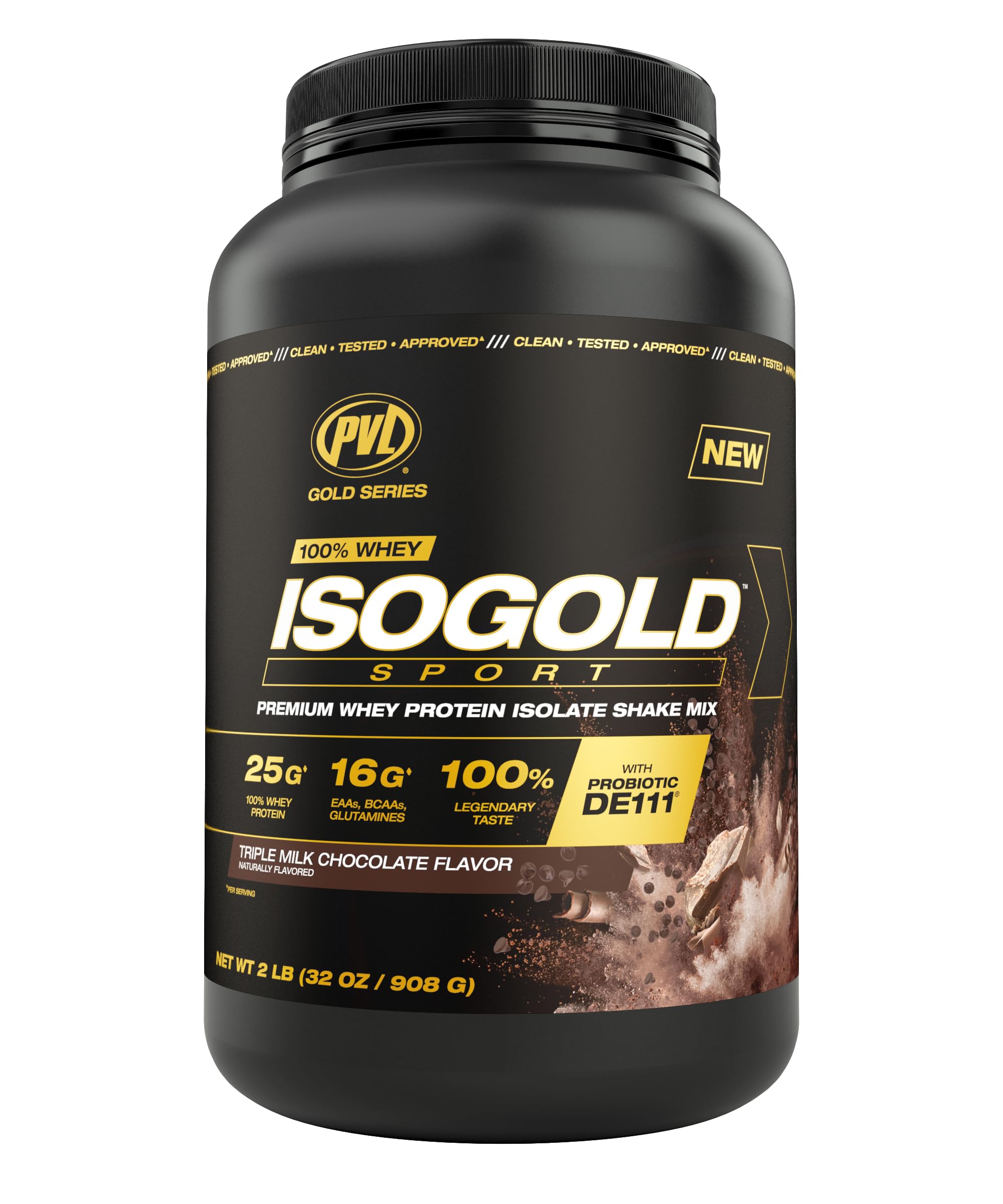 Gold Series - 100% Whey ISOGOLD Sport - Premium Whey Protein Isolate Shake Mix - 2 LB - Triple Chocolate