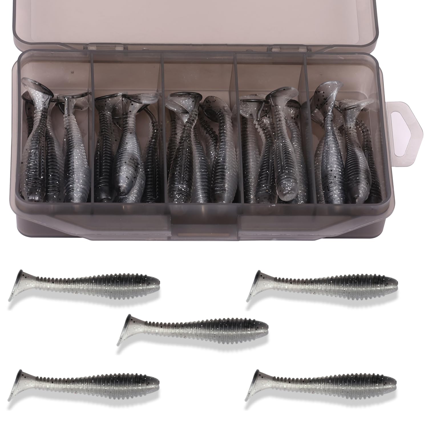 Amazon.co.jp: パドルテールスイムベイト 40個 リブ編み 3インチ  