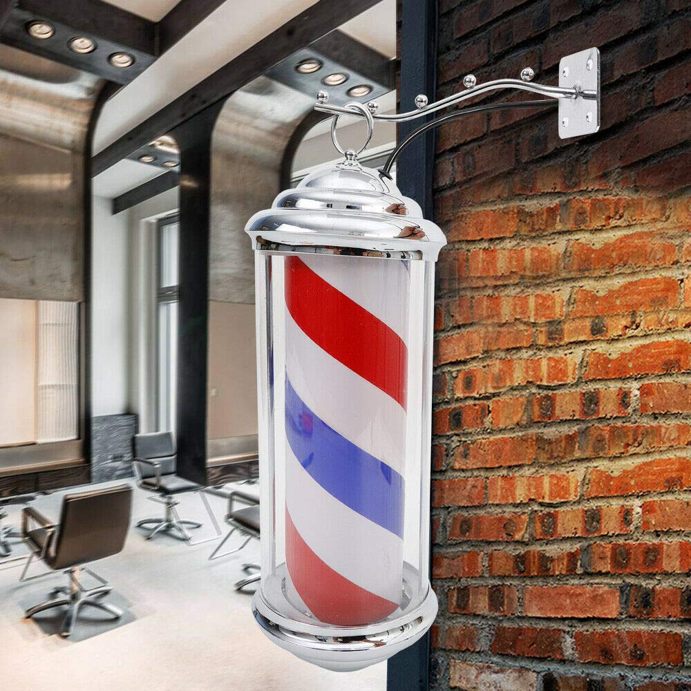 CLEADONG Barber Pole Mit LED – Rotierende Friseursäule In Rot-Weiß-Blau, 4W, Für Salon-Deko