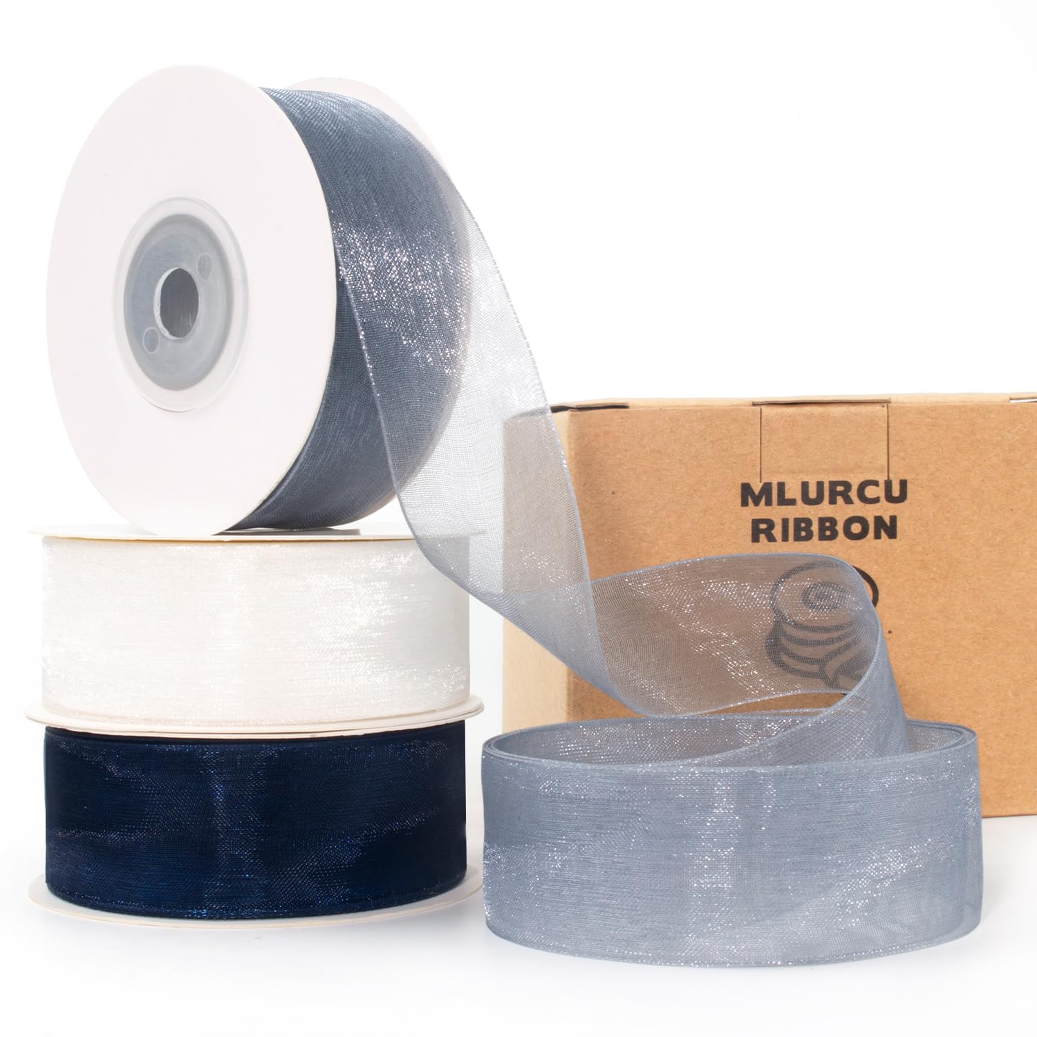 Photo 1 of Mlurcu Pink and Cream Organza Ribbon 1 Inch x 75Yds for Gift Wrapping, Flower Bouquets, Wedding Invitations, Bows, Crafts