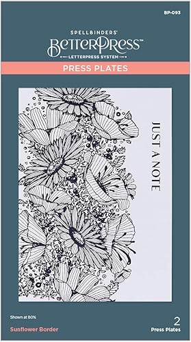 Spellbinders Placa de prensa BetterPress con borde de girasol, metal