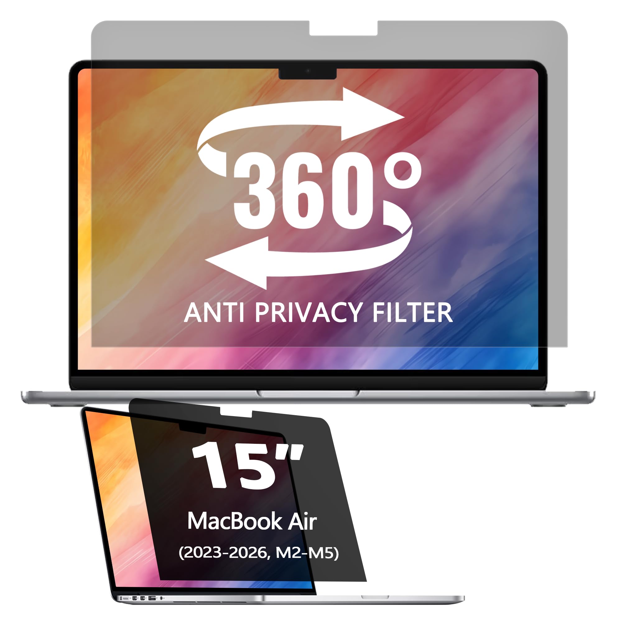 360° Privacy Screen Protector for MacBook Air 15 inch (2023-2026, M2-M5)