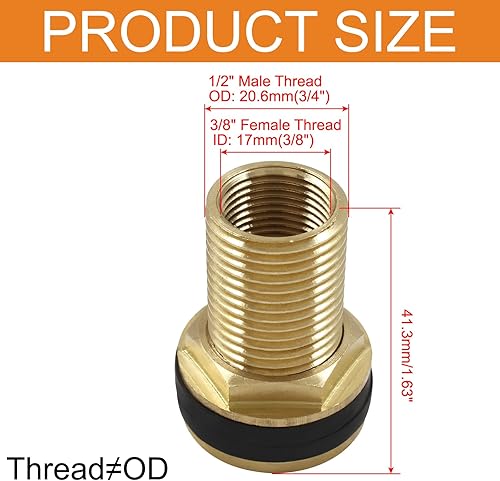 Miniatura 2 de 2 conectores de mamparo de latón, hembra de 34 pulgadas, conector de tanque de agua macho de 1 pulgada, montaje de mamparo de doble rosca con