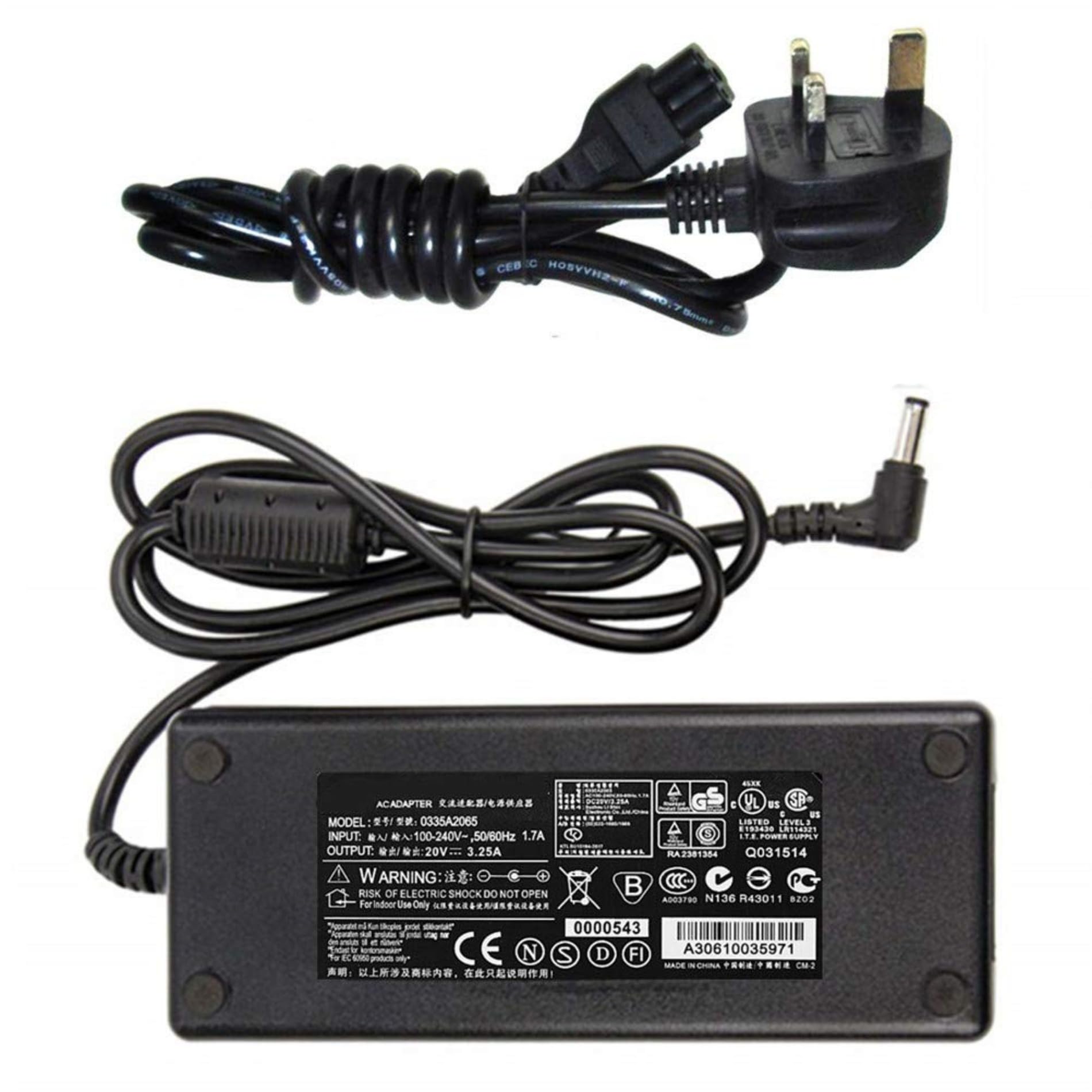 PEKTAS AC/DC Adapter Compatible for Zebra Eltron TLP2844 TLP LP 2844 2824 GC420 GC420T GC420D Label Printer 20V 3.25A GK420D Power Supply with UK Plug
