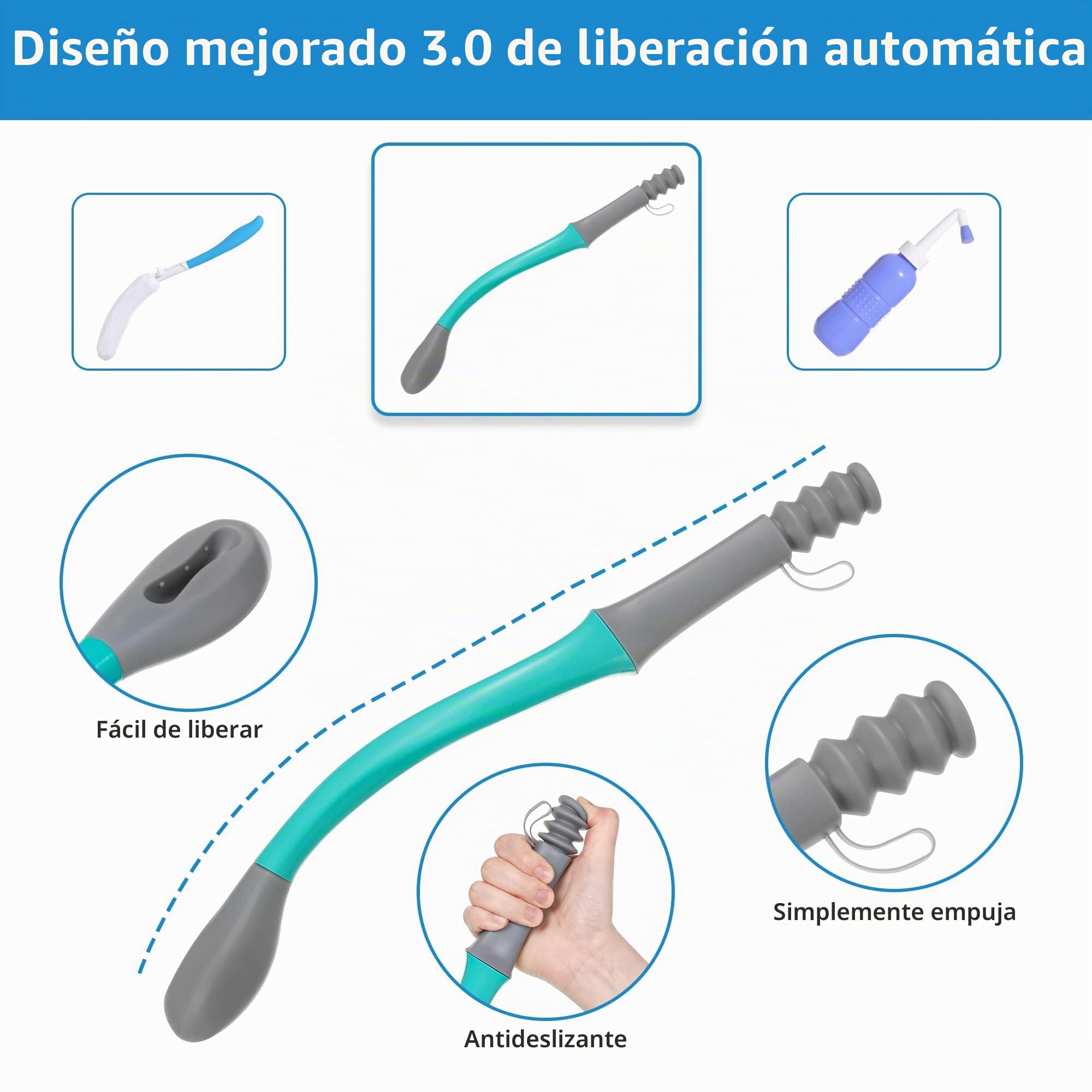 Herramienta de limpieza de inodoro de largo alcance, con mango largo, para personas con sobrepeso, ancianos y discapacitados, ayuda para limpiar el baño