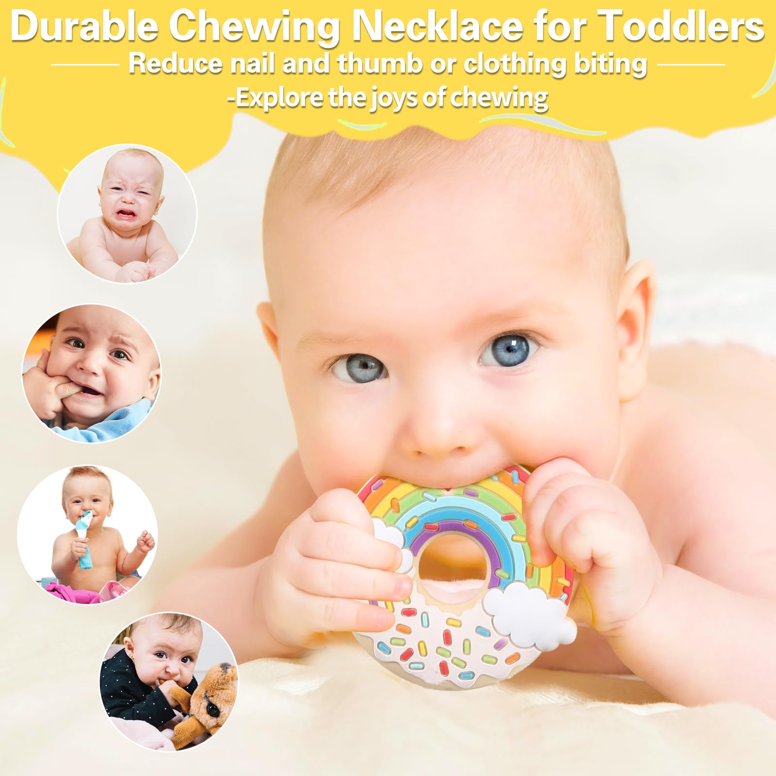 4 Collane Sensoriali Da Masticare In Silicone - Per Bambini, Dentizione, Ansia, Bisogni Speciali - Con Corda Di Sicurezza