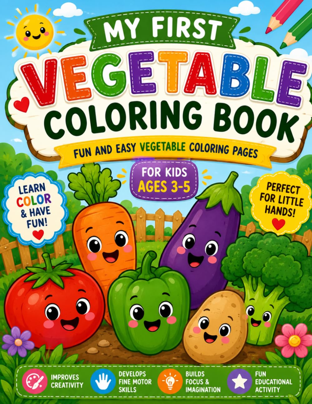 My First Vegetable Coloring Book: Fun and Easy Vegetable Coloring Pages for Kids Ages 3–5