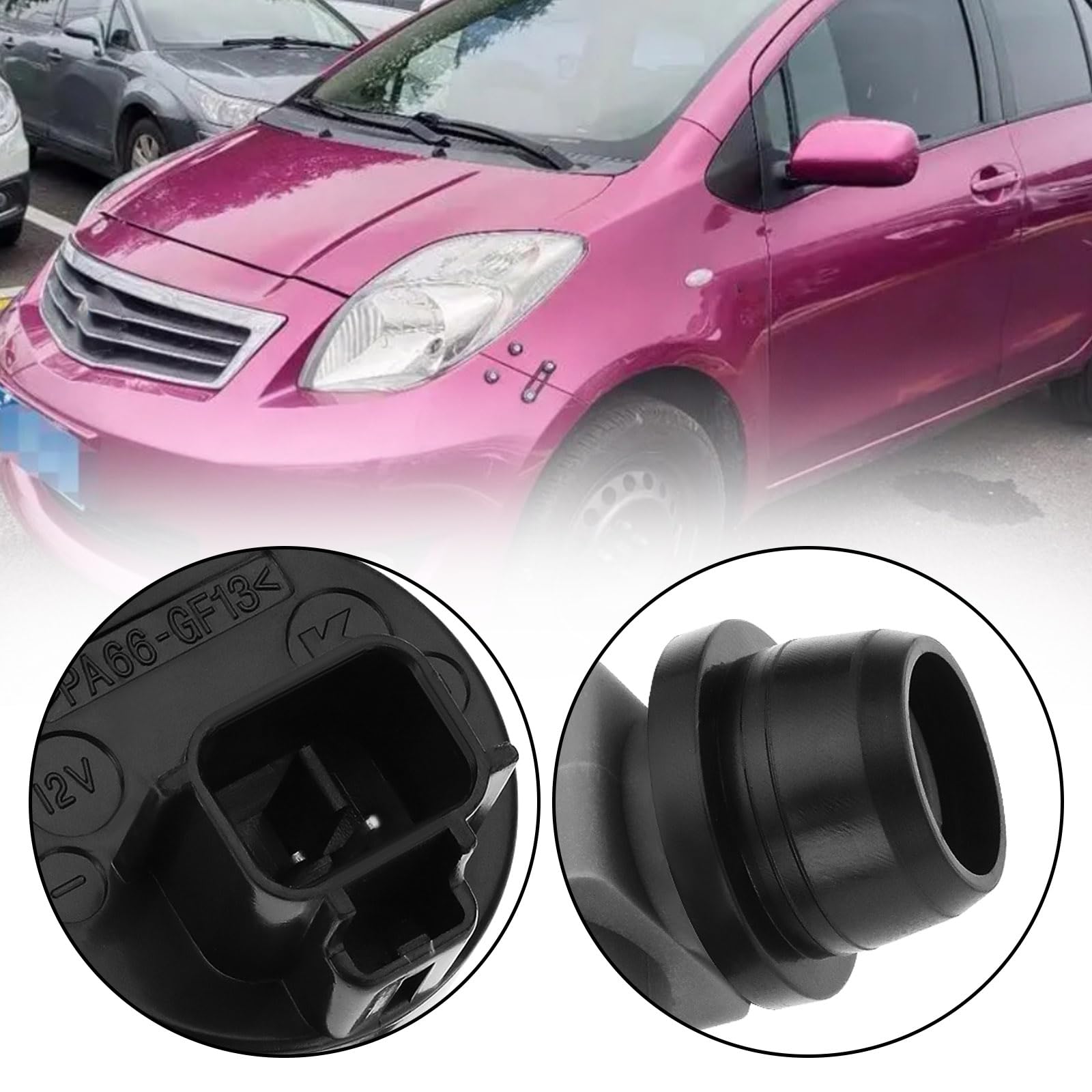 Bomba Lavaparabrisas de Salida Delantera de Coche Negro Gris 12 V 2 Pines 853300D121 Compatible con Toyota Yaris P13 2015-2021 Bomba de Líquido de Limpieza de Parabrisas