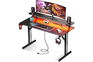 MOTPK Gaming Desk 39 inch with LED Lights and Power Outlets