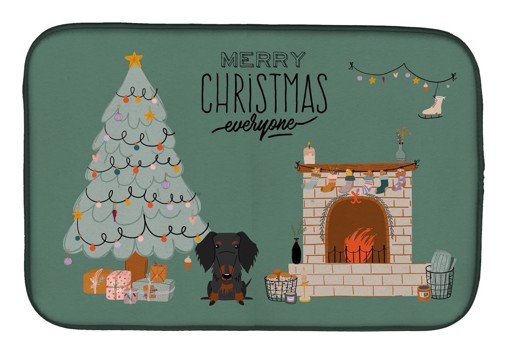 Tapis vaisselle Teckel Noir en polyester ultra-absorbant pour évier propre