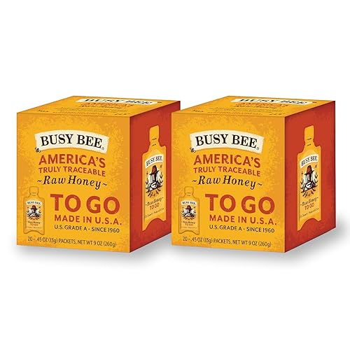 BUSY BEE Paquetes de miel cruda, 40 paquetes en total, miel de flores silvestres de EE. UU