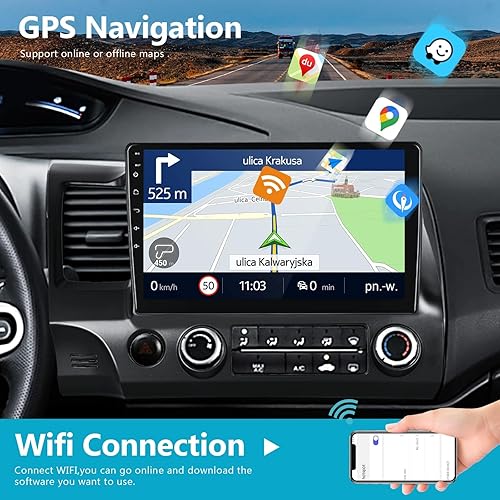 Miniatura 4 de Para Honda Civic 2006-2011 Android Car Stereo 10.1" HD Capactive Touchscreen Car Audio Support WiFi Mirror Link GPS Navegación Radio Backup Cámara