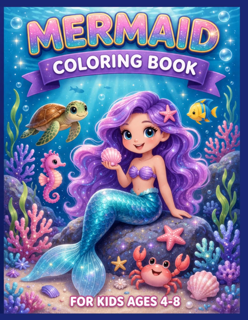 Mermaid Coloring Book for Kids Ages 4–8: Cute & Magical Under the Sea Coloring Pages with Mermaids, Sea Creatures, and Ocean Fun