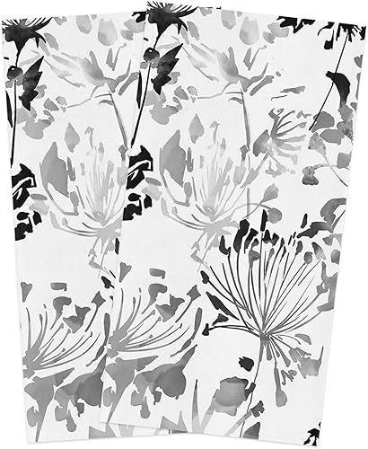 Image Duvet 2 Pack Cotton Kitchen Dish Cloths Towels, Flower 18 x28 Inch Soft Absorbent Kitchen Decoration Hand Towels for Living Room Home Cleaning