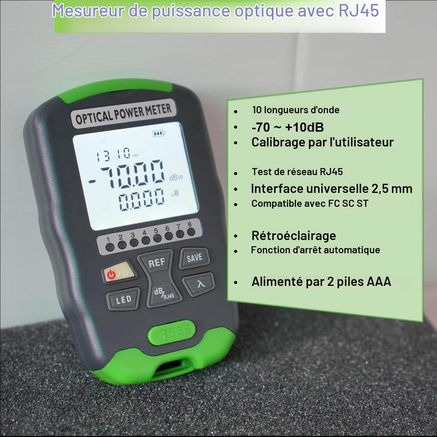 Fiber Optic FTTH Kit d'outils en fibre optique avec compteur de puissance optique avec test réseau RJ45 Localisateur de défauts en fibre optique