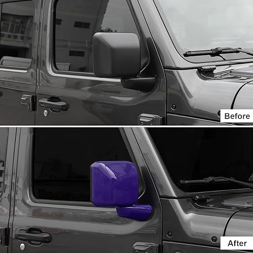 Miniatura 2 de CheroCar Funda de espejo retrovisor, kit de decoración de cubierta de espejo lateral compatible con Jeep Wrangler JL JLU y Gladiator JT 2018-2023,