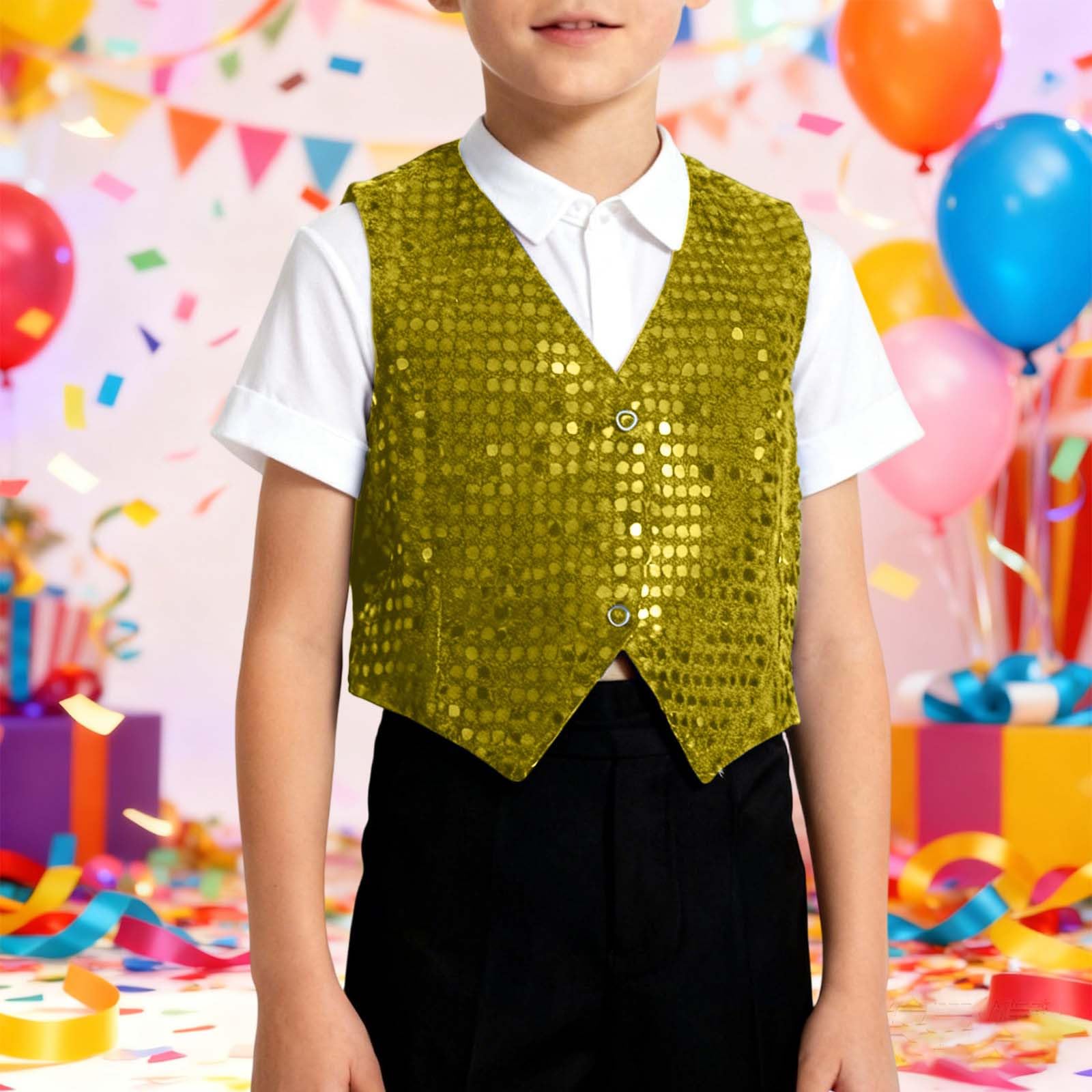 WWricotta Niños, Chaleco De Actuación Para Niño, Traje De Escenario Con Lentejuelas Brillantes Para Espectáculos De Baile Y Fiestas, Ropa De Baile Hip Hop Y Jazz Para ., Lavable En Lavadora