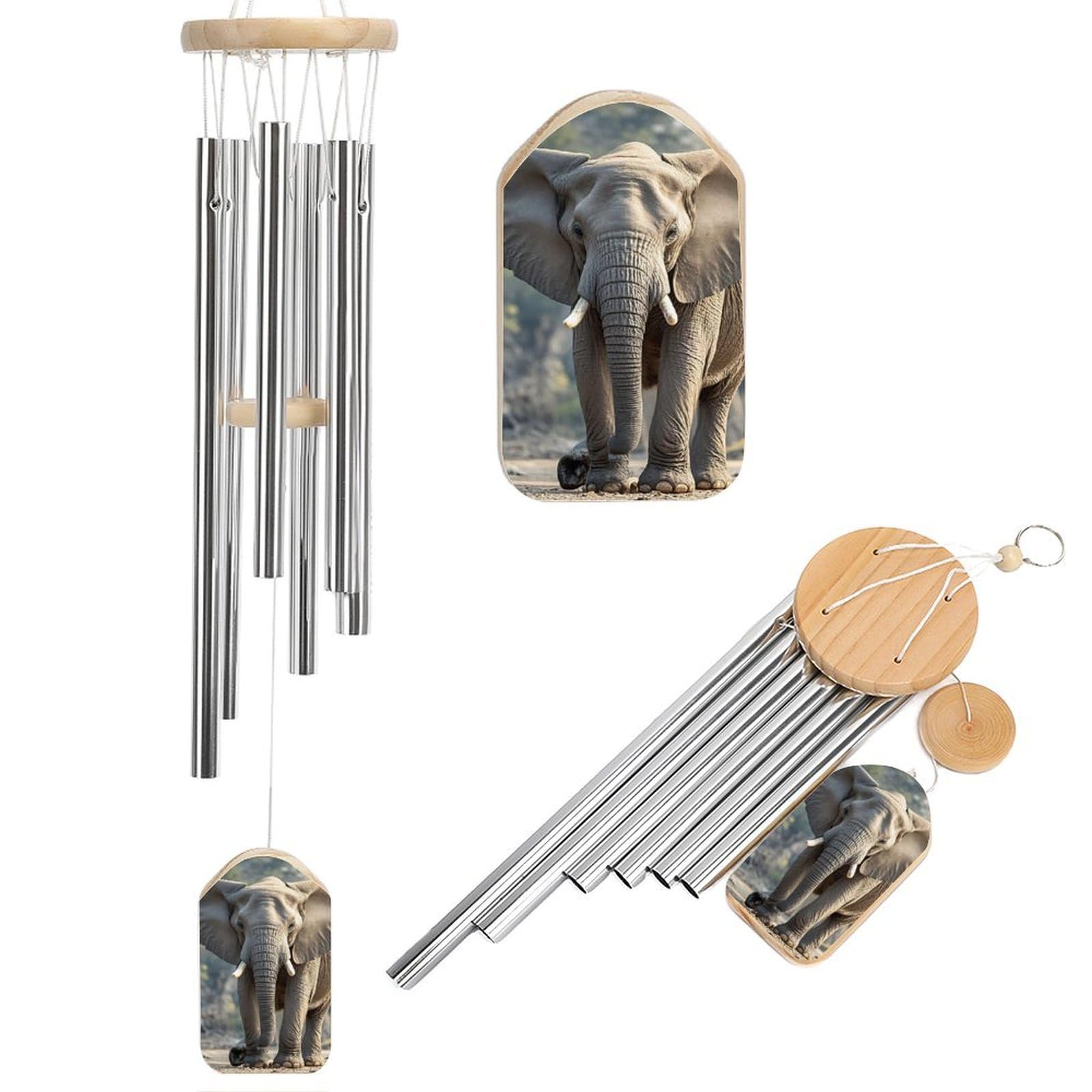 Carillon éolien éléphant aluminium : cadeau de condoléances jardin