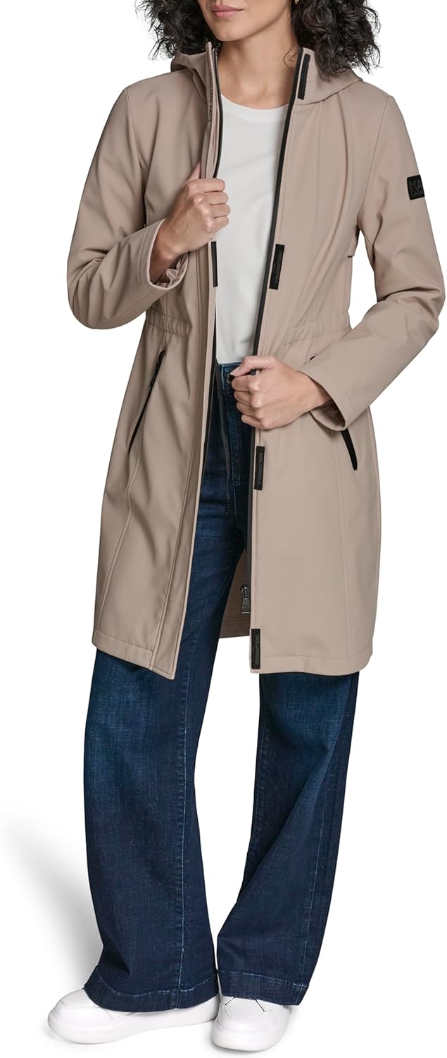 KARL LAGERFELD Women's Bonded Tech Rain Wear Anorak
