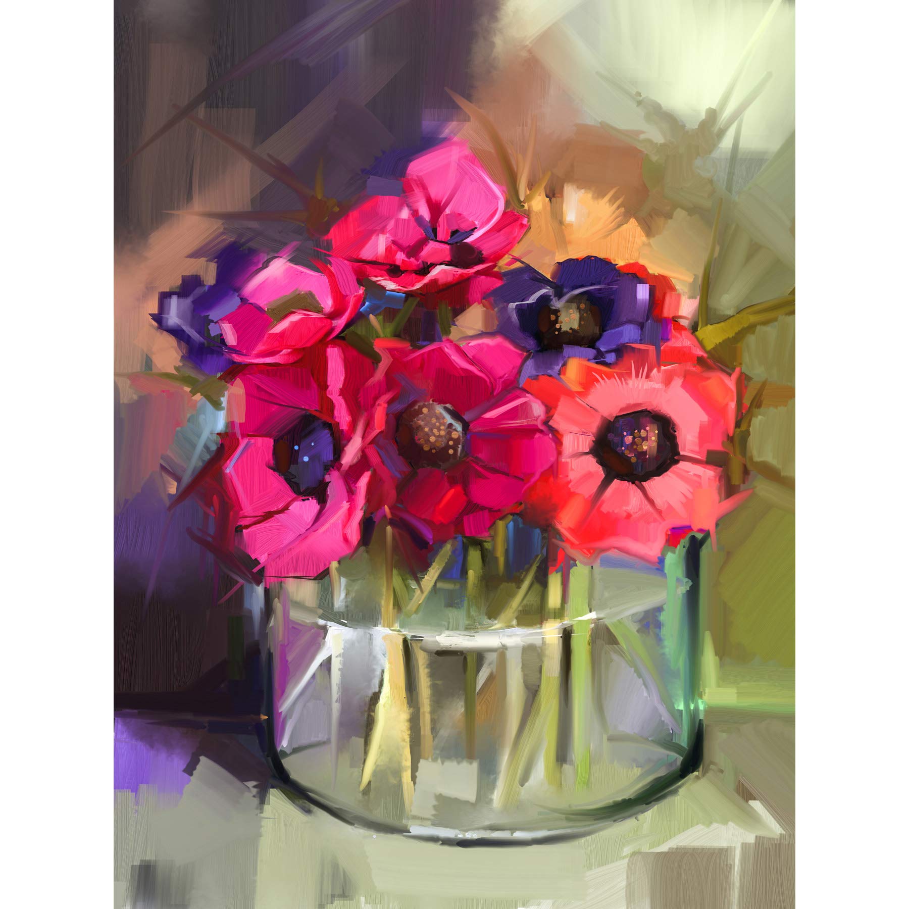 Wee Blue Coo Flowers Bouquet Anemones Art Print Poster Wall Decor