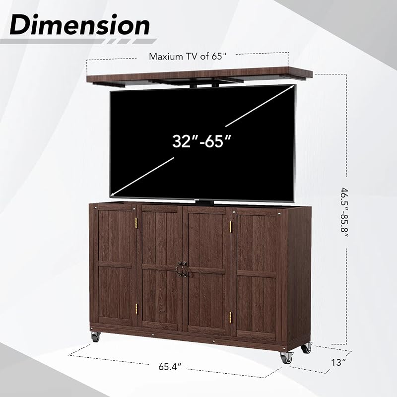 Haddockway Modern Electric TV Lift Cabinet for 32–65"TVs,Indoor&Outdoor Use image 2