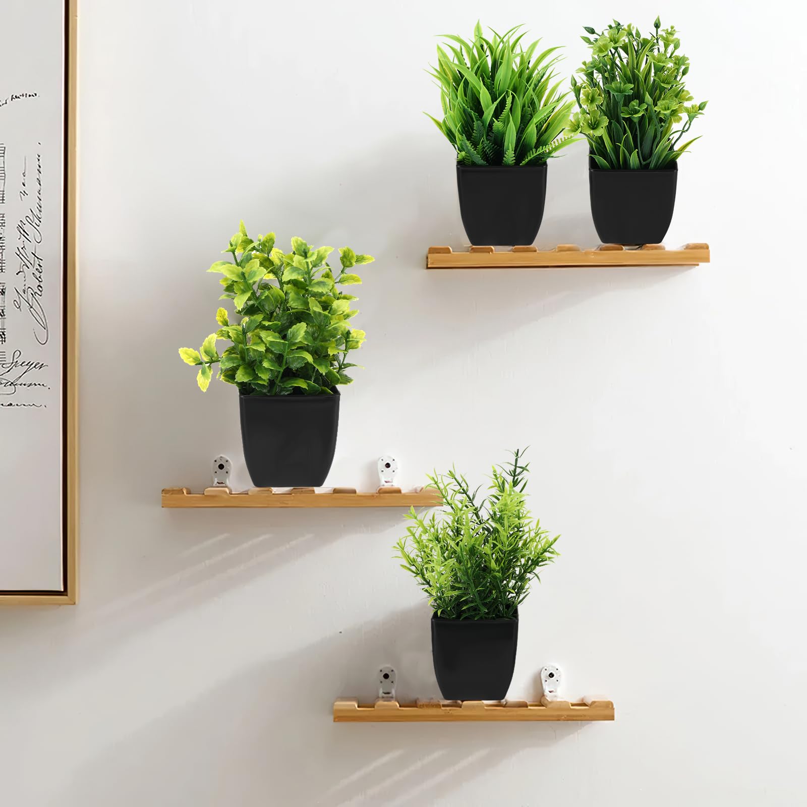 Royouzi 6 Piante Artificiali, Piccole Mini Piante Artificiali In Vaso, Vasi da Fiori Artificiali, Adatte per Arredare Uffici, Camere da Letto, Terrazze, Soggiorni e Bagni (nero)