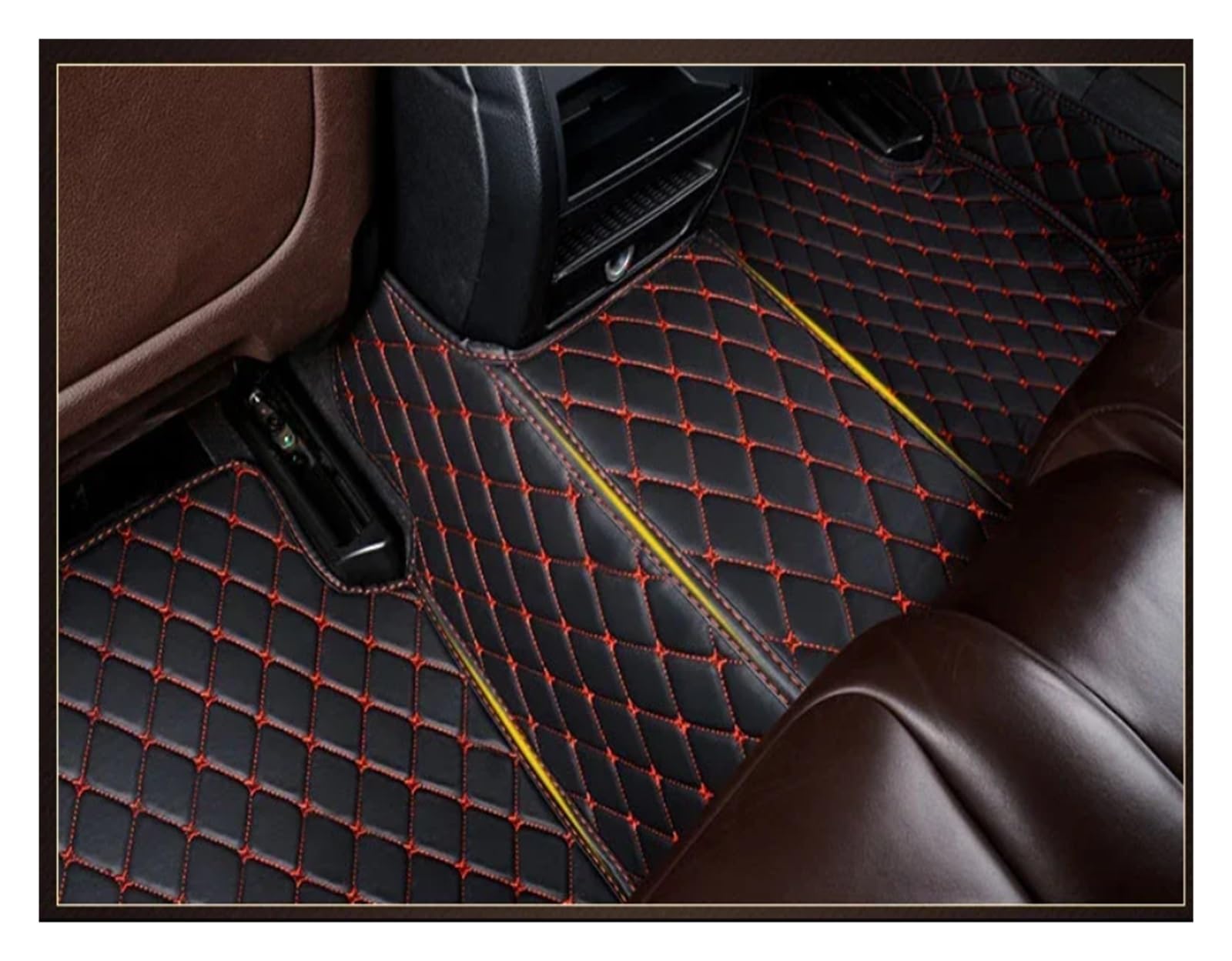 Tapisets de Voiture Tapis Sol Intérieur Voiture en Cuir Imperméable, pour Ford pour F150 4 Portes 2011 2012 2013 2014 2015 2016 2017 2018 2021(3 pc Black Yellow)