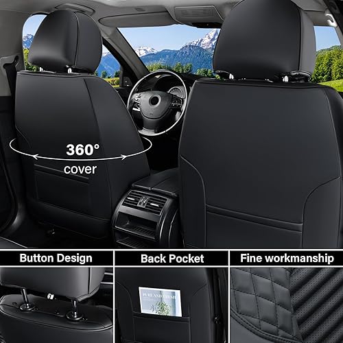 Miniatura 2 de Coverado Juego completo de fundas de asiento de automóvil, fundas de asiento de cuero para automóviles, fundas impermeables para asientos delanteros