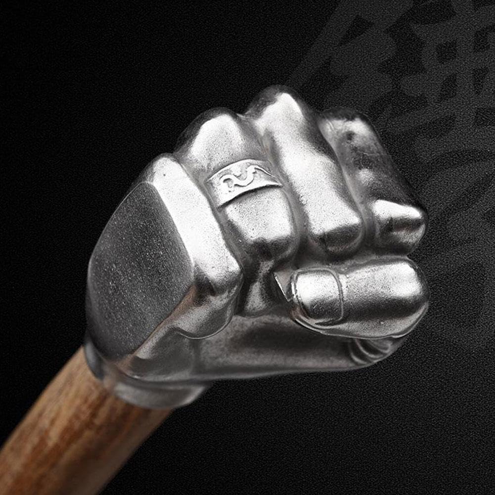 Martello a forma di pugno in acciaio inossidabile per casa auto campeggio all'aperto manico in legno rosa artigianato martello ornamento decorativo adatto utensili manuali strumento hardware