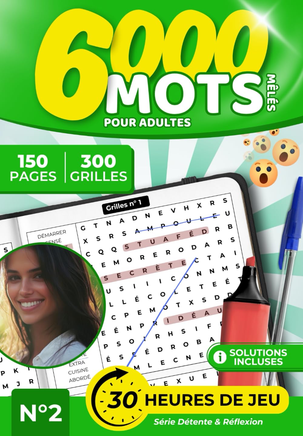 6000 Mots Mêlés pour Adultes – 300 Grilles Niveau Normal, 150 Pages de Jeu + Solutions | Tome 2: Livre de mots mêlés anti-stress pour adultes : ... Normal, Activités Anti-Stress et Jeux de Le)