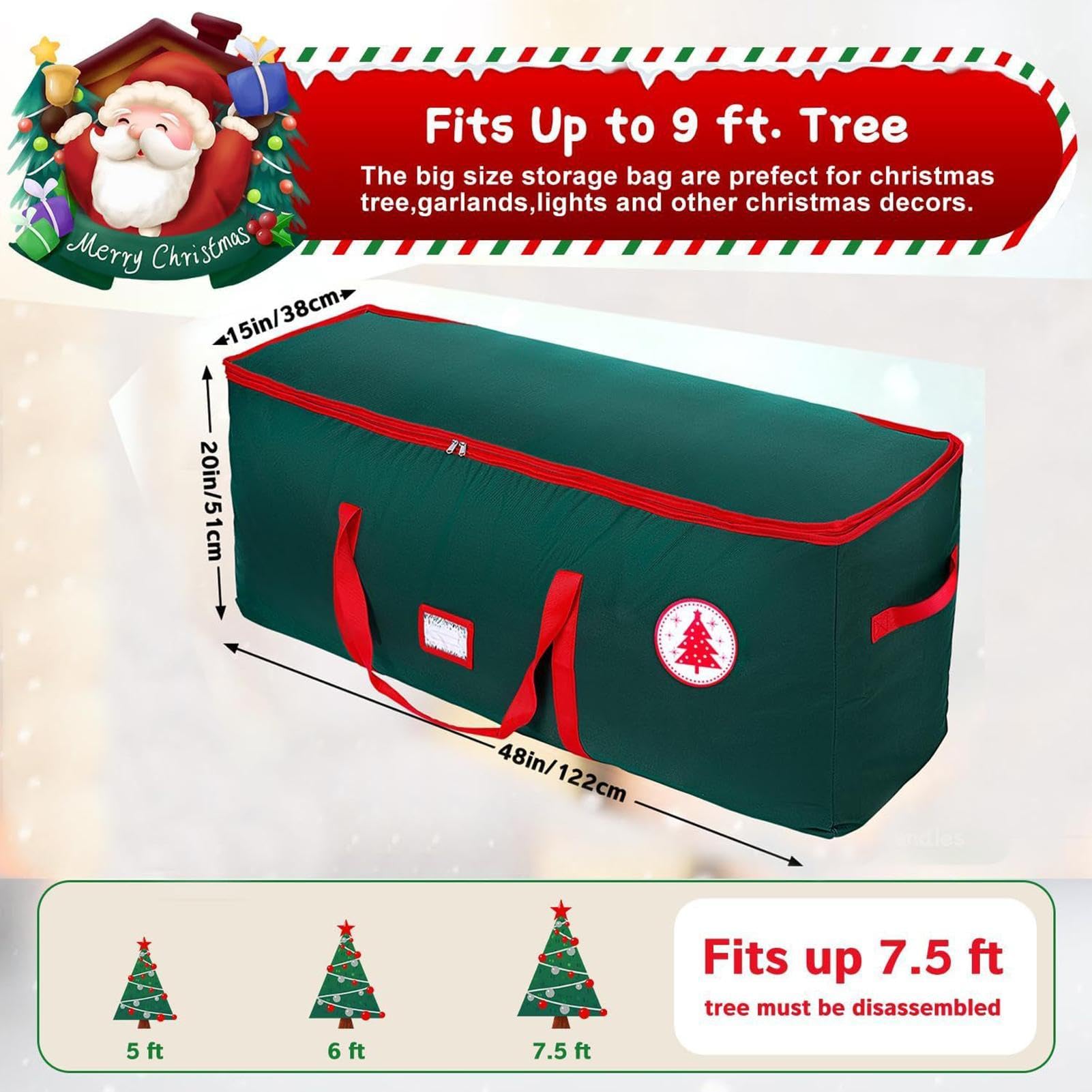 porta albero di Natale 600D Oxford Maniglie E Cerniera Per Alberi | Borsa Impermeabile Porta Albero Di Natale Resistente Contenitore Zip Per Materassi E Vestiti