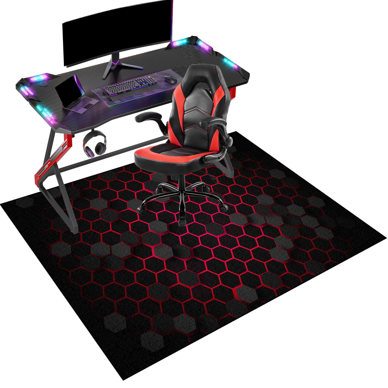 Fcenghox 505A Office Chair Mat For Carpeted And Hardwood Floor Protector For Rolling Chair Non-Slip Desk Chair Mat Computer Gaming Chair Mat Low Pile Carpet Protector Mat, Floor Mat For Office Chair 140 X 180 Cm