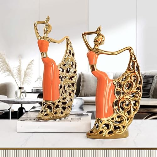 Miniatura 7 de Estatua de cerámica de bailarina hecha a mano para decoración de moda en el hogar oficina elegante escultura de bailarina regalo creativo
