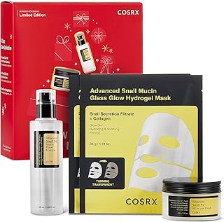 COSRX Snail Mucin Limited Gift Set with Snail Mucin Repairing Serum, Moisturizer & Collagen Face Mask, Korean Skin Care Set, Gifts for Women, Amazon Exclusive