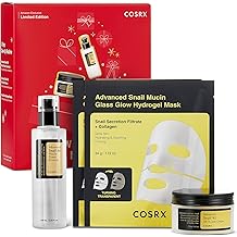 COSRX Snail Mucin Limited Holiday Gift Set with Snail Mucin Repairing Serum, Moisturizer &amp; Collagen Face Mask, Korean Skin Care Set, Stocking stuffers, Gifts for Women, Amazon Exclusive
