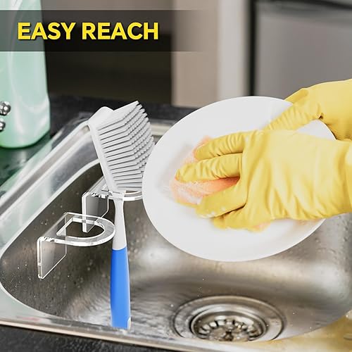 Miniatura 5 de NiHome 2 cepillos para fregadero de cocina de acrílico transparente, ajuste universal, compatible con todos los tipos de fregaderos para