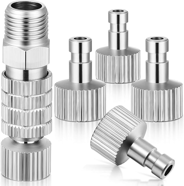 Airbrush Quick Release Coupling Disconnect Adapter Kit, 5 Pieces 1/8 Inch Female Connectors and Male Adapters Adjustment Control Valve Airbrush Accessories for Air Compressor and Airbrush Hose