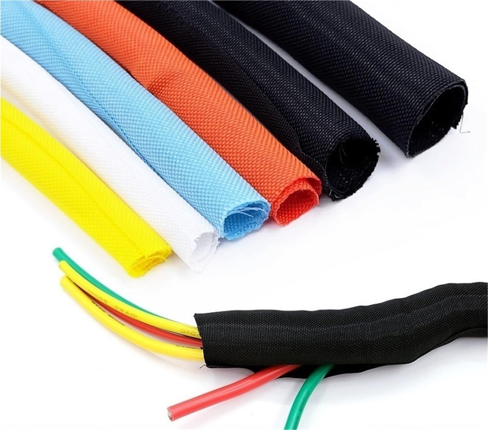 Guaina per cavi a chiusura automatica, 1-5 m, telaio espandibile in PET intrecciato da 3 mm-60 mm, per la gestione automatica delle linee e la protezione dei fili (nero, 19 mm, 5 m)