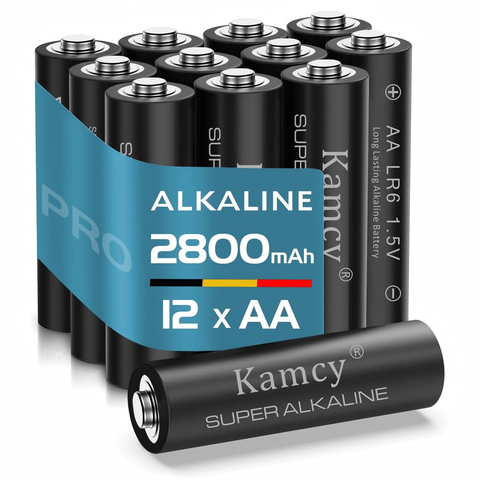 KAMCY Premium Grade AA Batteries 12 Pack - Alkaline Double A Battery - 2800mAh, Ultra Long-Lasting, Leakproof 1.5v Batteries - 10-Year Shelf Life