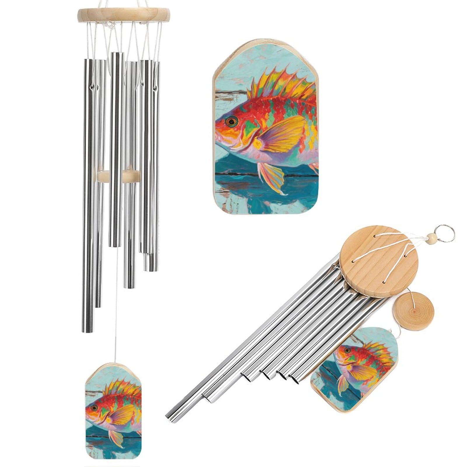 Fish Wind Chimes for Outside House Warming Gifts, Deep Tone Soothing Melodic Tones Windchimes, Memorial Wind Chime for Home Garden Decoration Aluminium Large Wind Chimes