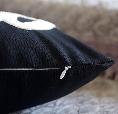 Miniatura 3 de Funda de almohada decorativa bordada con texto en inglés Hello Low, funda de almohada lumbar de 12 x 20 pulgadas, solo funda (tela negra, texto