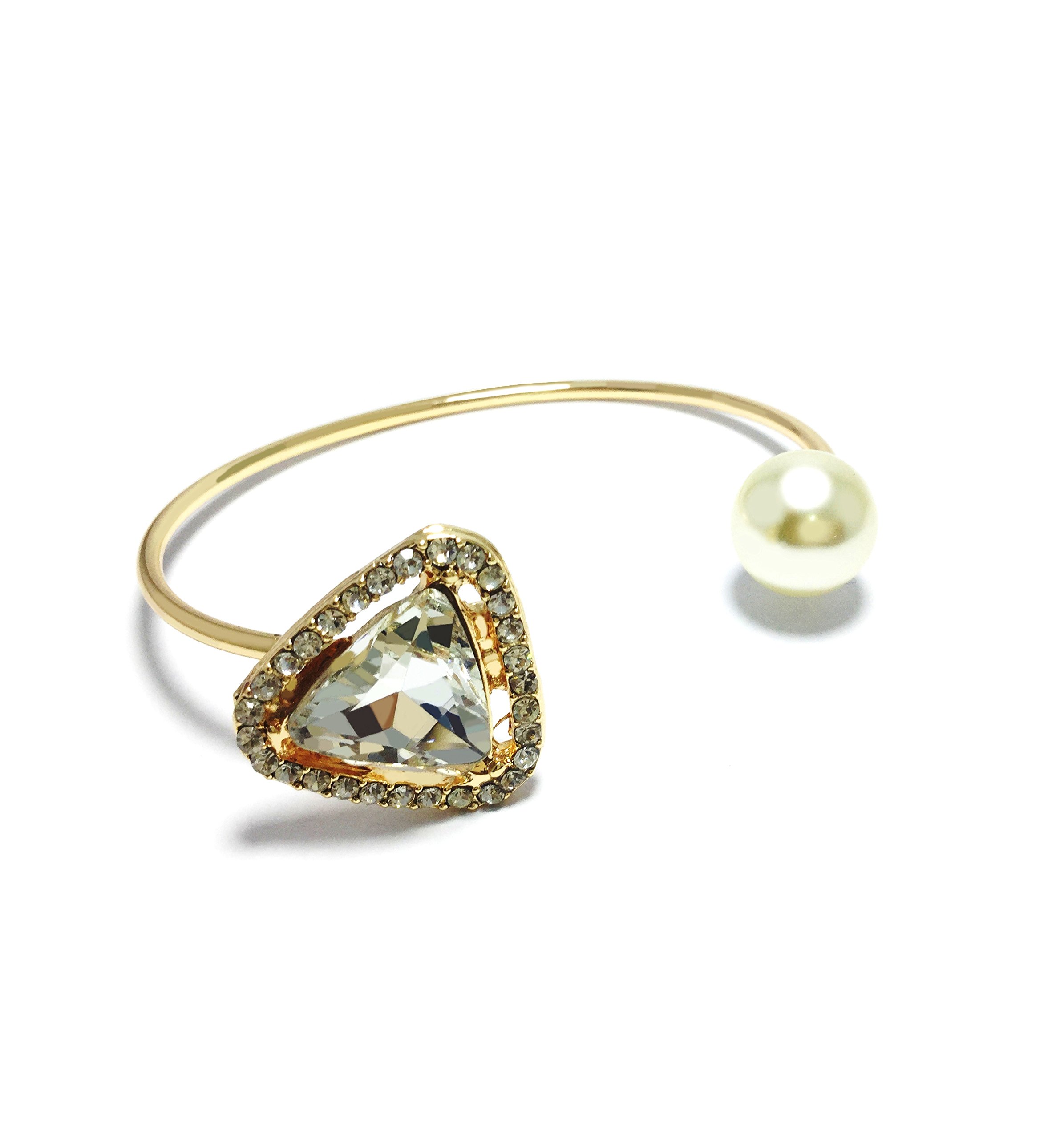 ACCESSHER Gold Toned Open Bracelet