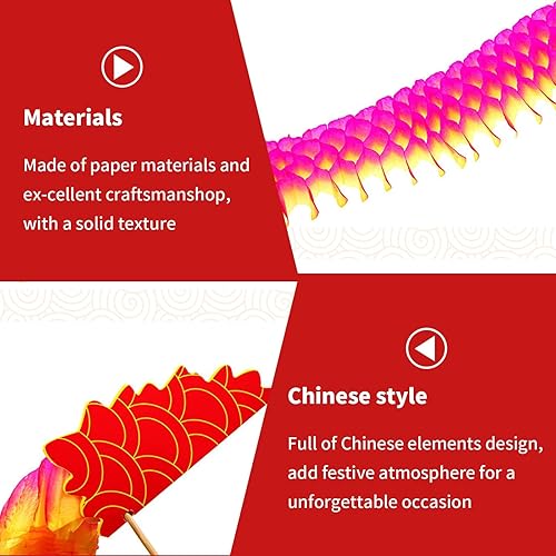 Miniatura 4 de Kit de 4 piezas de guirnalda de dragón chino de Año Nuevo, juguetes de dragón de papel chino de mano para niños, decoración colgante de año de