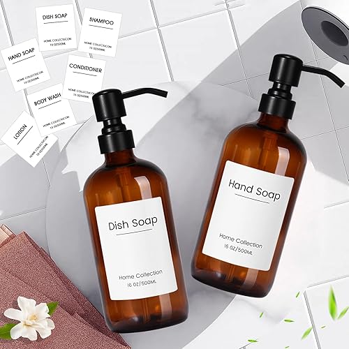 Miniatura 6 de Dispensador de jabón de vidrio de diseño antiguo dispensador de jabón de primera calidad para cocina con bandeja de bambú de bomba impermeable, para