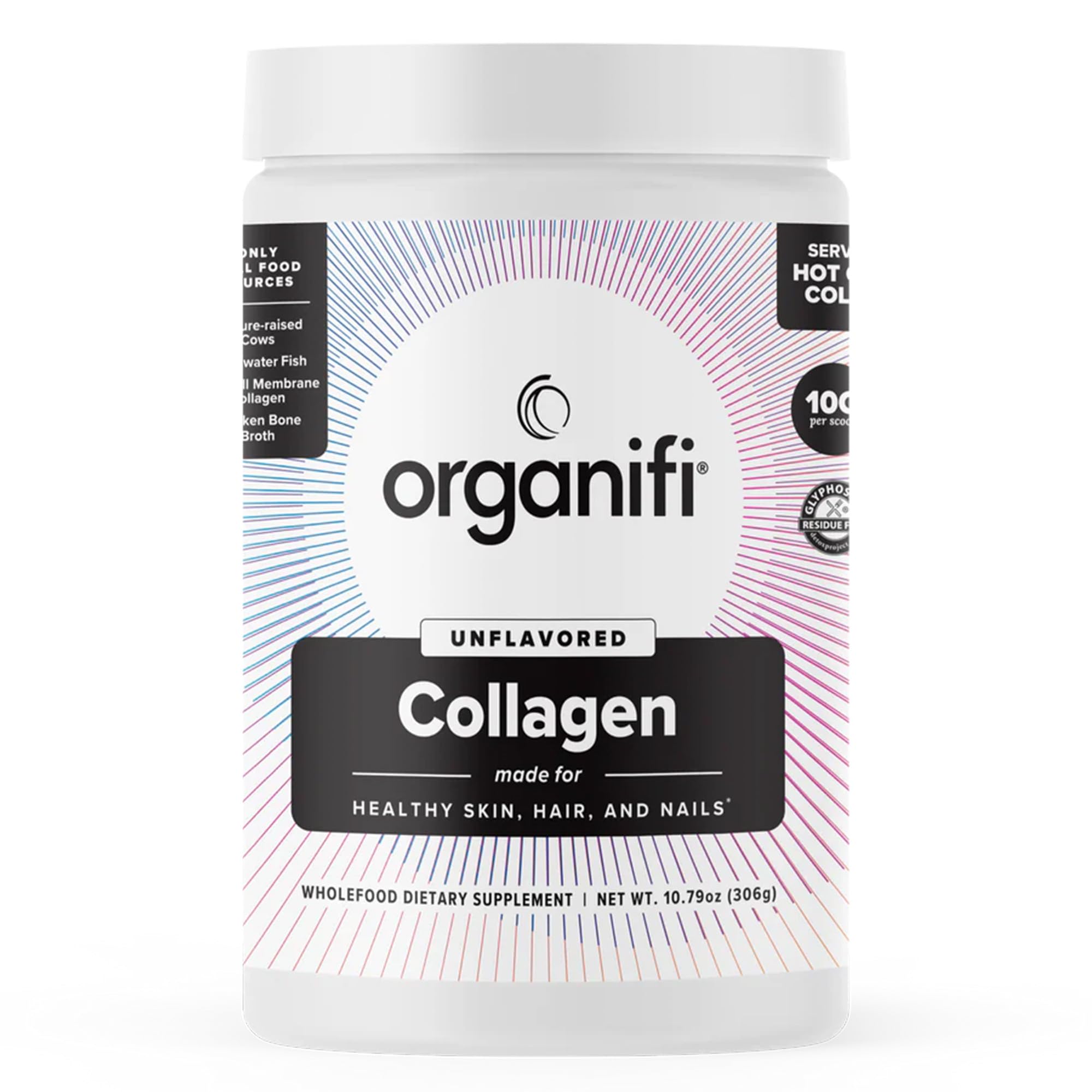 Organifi Multi Collagen Powder for Skin, Hair and Nails, 30 Servings