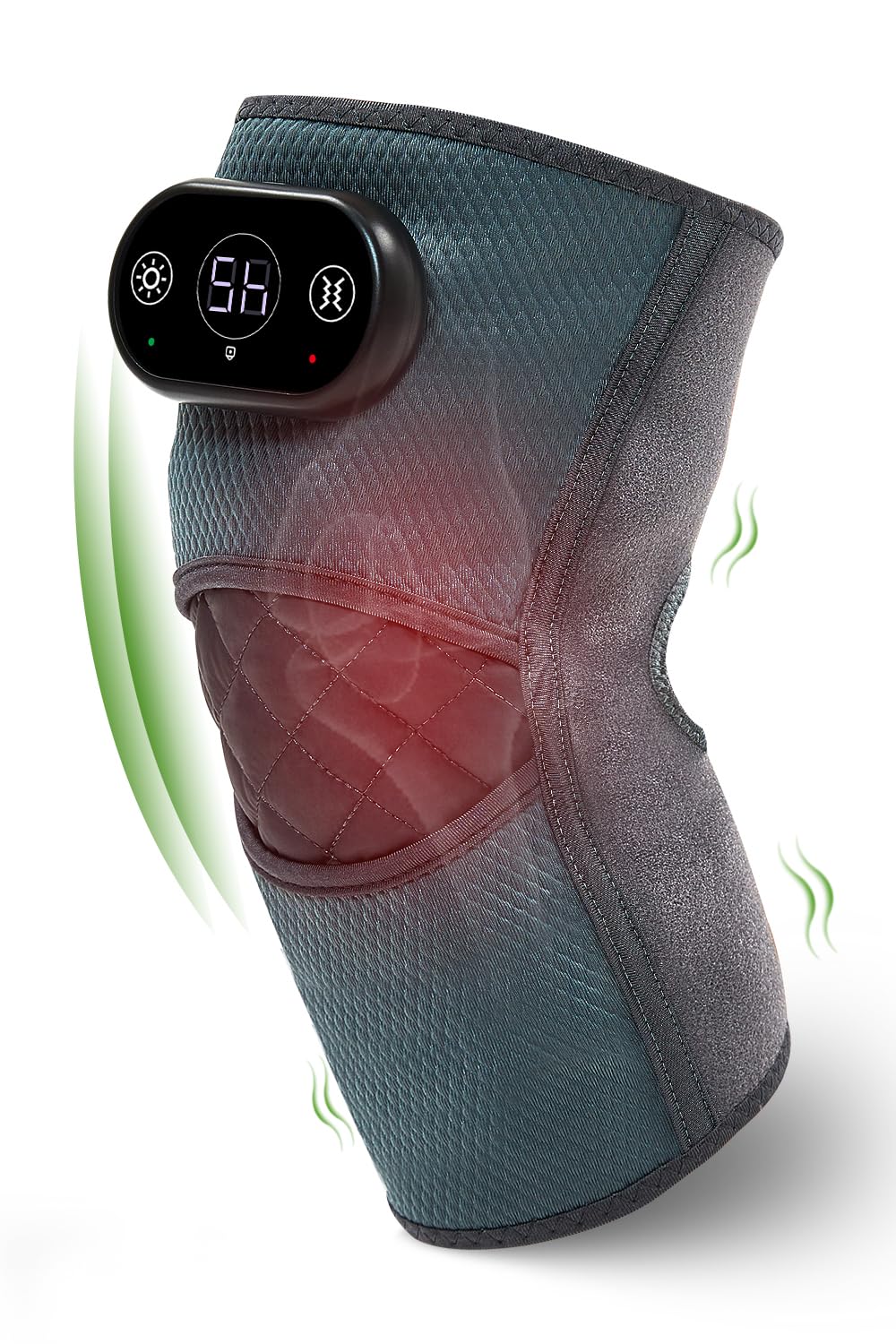 WellSync Heated Knee Massager Heated Knee Brace Wrap for Knee Pain Relief, Portable Knee Massager for Arthritis, Joints, Leg, Cordless Battery Powered