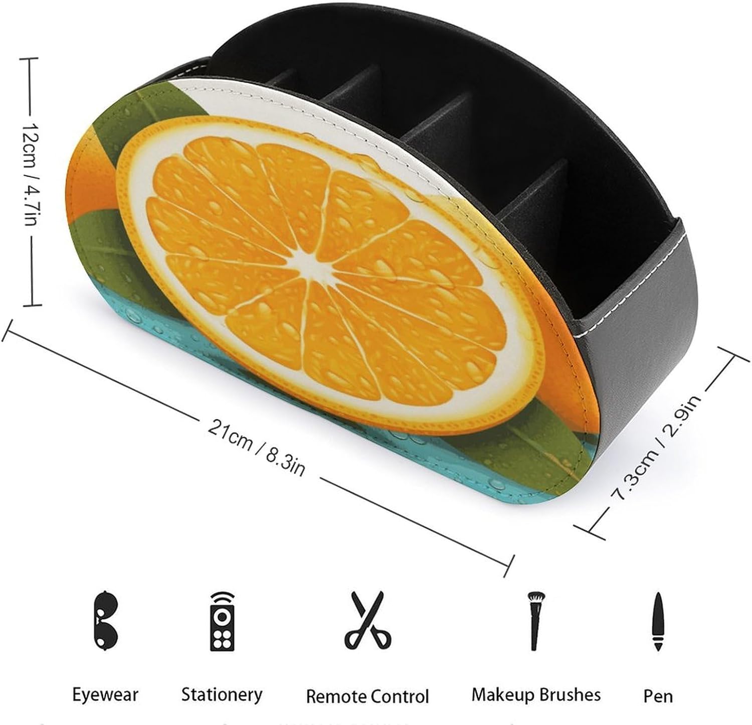 Orange Fruit PU Leather Remote Control Holder with 5 Compartments image 2