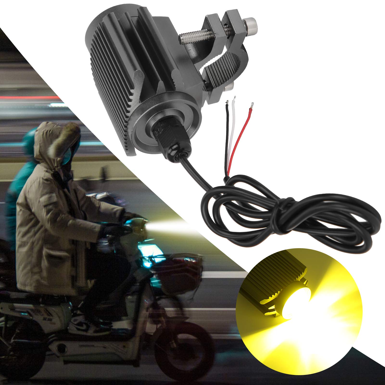 Phare Avant Vélo électrique/scooter 36V-48V - Étanche IPX4, 650 Lumens, Haut-parleur Intégré - Feux De Croisement/route/jour, Dissipation Thermique Optimisée